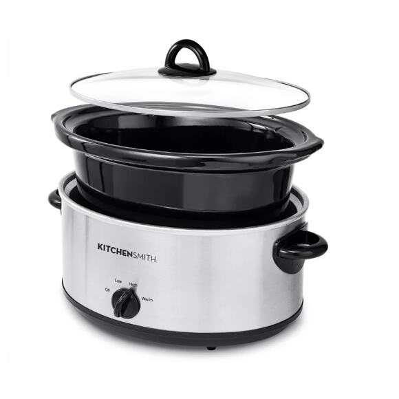 KitchenSmith by Bella 6qt Manual Slow Cooker - Stainless Steel - Picture 3 of 6